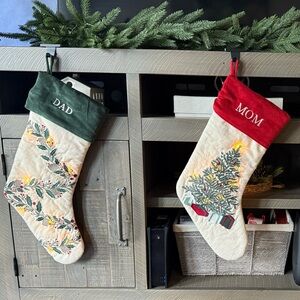 Pottery Barn Mom and Dad Holiday Stocking Set